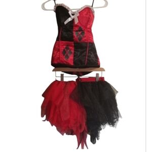 DC Comics Red and Black Harlequin Costume